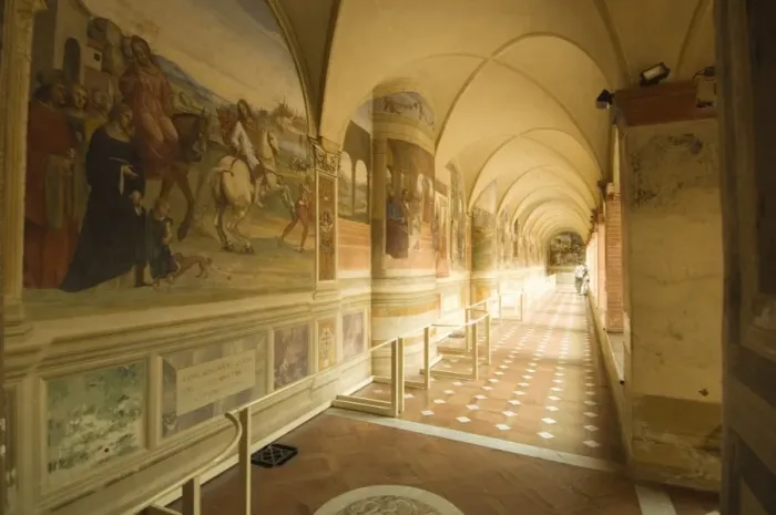Framed Print : Benedictine Monastery famous for frescoes in cloisters