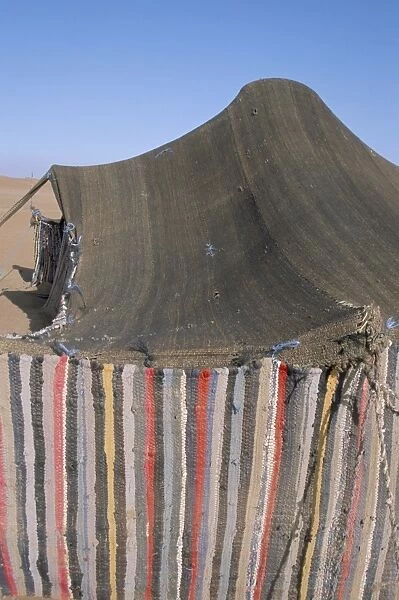 Berber tent at the bivouac at Chigaga dunes