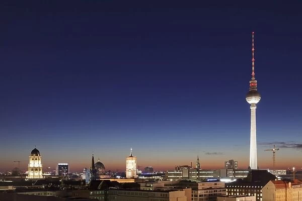 Berlin Mitte with Berliner Fernsehturm TV Tower and Rotes Rathaus (Red Town Hall)