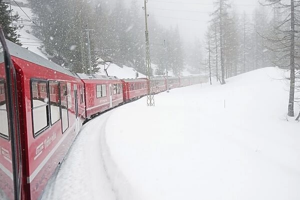Bernina Railway Line, UNESCO World Heritage Site, Graubunden, Swiss Alps, Switzerland, Europe
