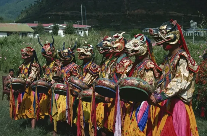 Framed Print : Bhutanese dancers, Bhutan, Asia Framed Print : Bhutanese dancers, Bhutan, Asia