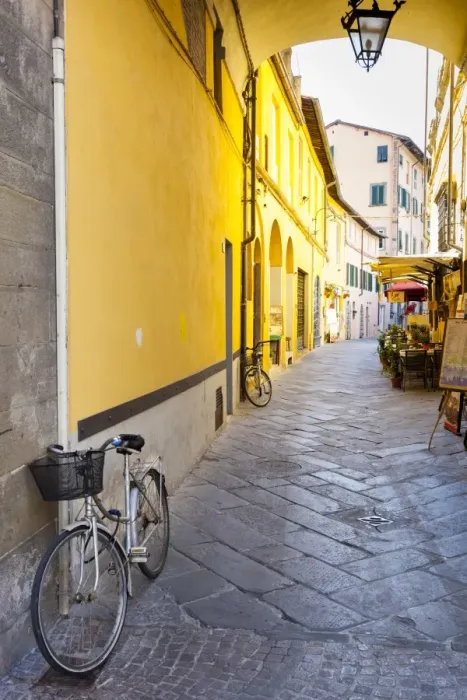 Framed Print : Bicycle parked at Via Degli Angeli, Lucca, Tuscany, Italy, Europe Framed Print : Bicycle parked at Via Degli Angeli, Lucca, Tuscany, Italy, Europe