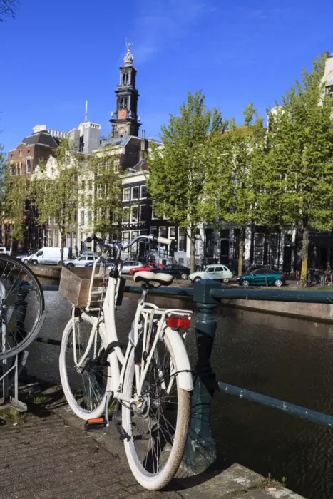 Framed Print : Bicycles by the canal, Amsterdam, Netherlands, Europe Framed Print : Bicycles by the canal, Amsterdam, Netherlands, Europe