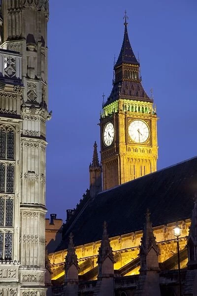 Big Ben at dusk, Westminster, London, England, United Kingdom, Europe