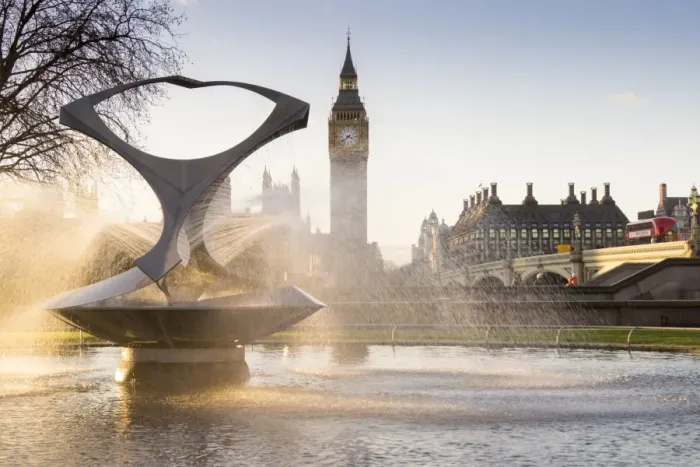 Framed Print : Big Ben and Gabos Fountain, London, England, United Kingdom, Europe Framed Print : Big Ben and Gabos Fountain, London, England, United Kingdom, Europe