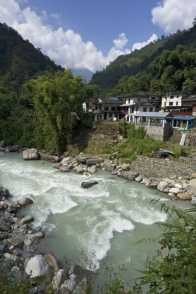 Birethanti village, and Modi River valley, Annapurna Sanctuary Region, Himalayas