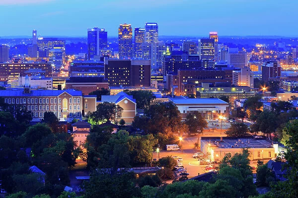 Birmingham skyline at twilight, Birmingham, Alabama, United States of America, North America