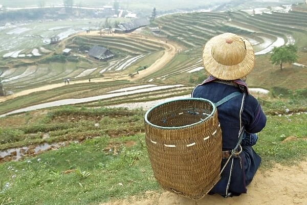 Black Hmong ethnic group and rice fields, Sapa area, Vietnam, Indochina, Southeast Asia, Asia