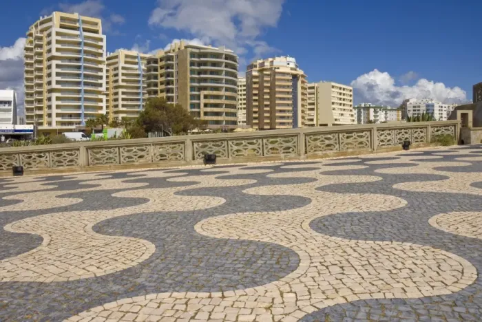 Framed Print : Black and white cobble design on the promenade above Praia da Rocha beach Framed Print : Black and white cobble design on the promenade above Praia da Rocha beach