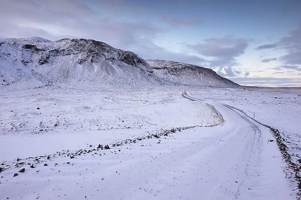 Blafell (the blue mountain), 1204m, in winter, near Gullfoss. guards southern approaches to the Kjolur region of central Iceland, Iceland