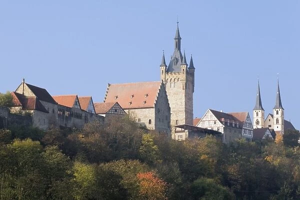 Blauer Turm Tower and St. Peter collegiate church, Bad Wimpfen, Neckartal Valley, Baden Wurttemberg, Germany, Europe