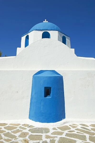 Blue church, Parikia (Hora), Paros Island, Cyclades, Greek Islands, Greece, Europe