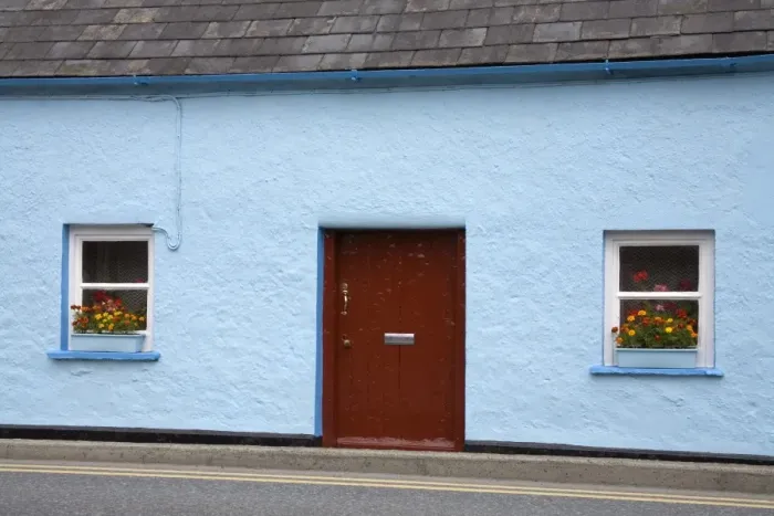 Framed Print : Blue cottage in Thomastown, County Kilkenny, Leinster, Republic of Ireland, Europe Framed Print : Blue cottage in Thomastown, County Kilkenny, Leinster, Republic of Ireland, Europe