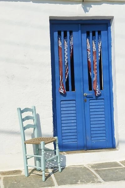 Blue door in the old village of Kastro, Sifnos, Cyclades Islands, Greek Islands