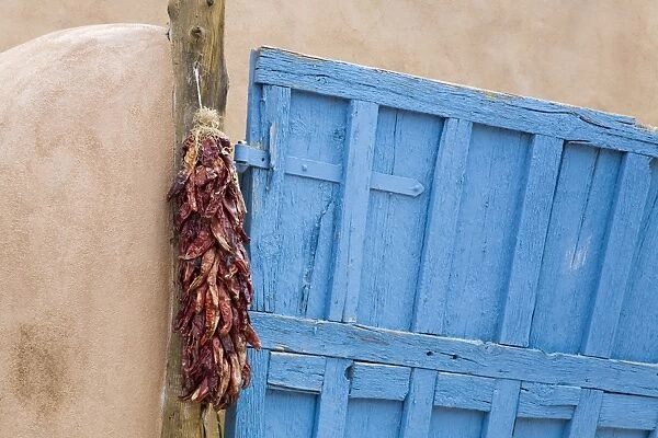 Blue door in Taos, New Mexico, United States of America, North America