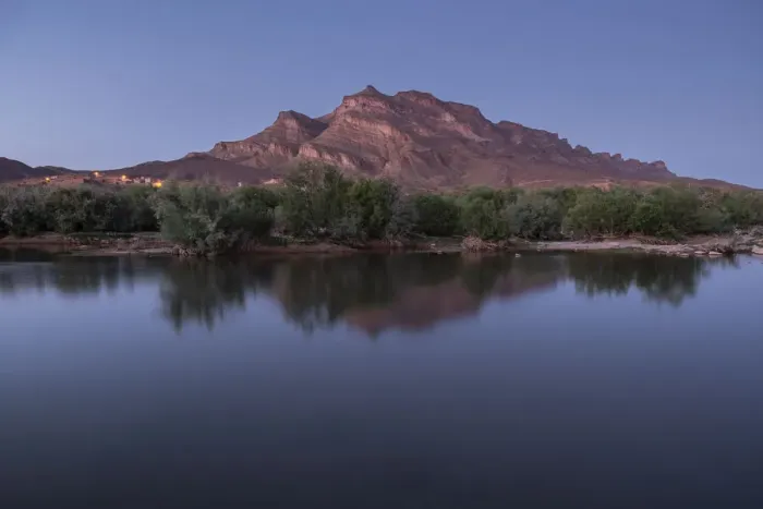 Framed Print : Blue hour in an oasis in the Draa Valley with a calm pond Framed Print : Blue hour in an oasis in the Draa Valley with a calm pond