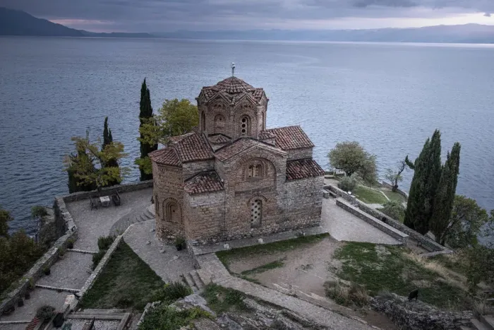 Framed Print : Blue hour at Saint John at Kaneo, an Orthodox church situated on the cliff overlooking Framed Print : Blue hour at Saint John at Kaneo, an Orthodox church situated on the cliff overlooking