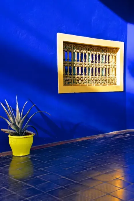 Framed Print : Detail of blue house and yellow plant pot in Majorelle Garden, Marrakech, Morocco, North Africa, Africa Framed Print : Detail of blue house and yellow plant pot in Majorelle Garden, Marrakech, Morocco, North Africa, Africa