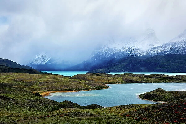 Blue lakes, Torres del Paine National Park, southern Chile, South America