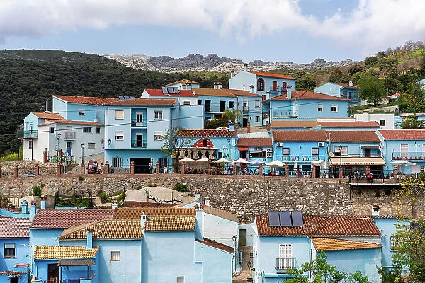 Blue painted Smurf house village of Juzcar, Pueblos Blancos region, Andalusia, Spain, Europe