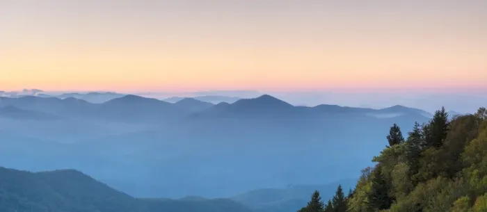 Framed Print : Blue Ridge Mountains from Waterrock Knob at dawn, Blue Ridge Parkway, Jackson County Framed Print : Blue Ridge Mountains from Waterrock Knob at dawn, Blue Ridge Parkway, Jackson County