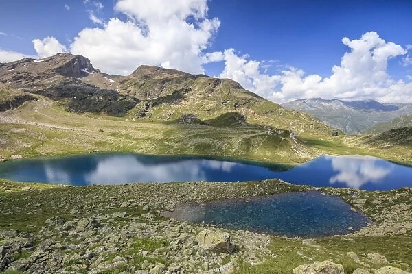 Blue water of alpine lake, Leg Grevasalvas, Julierpass, Maloja, Engadine, Canton of Graubunden
