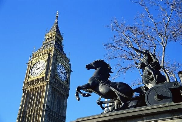 Boadicea (Boudicca) and Big Ben, London, England, United Kingdom, Europe