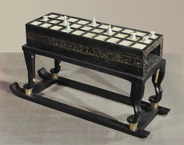 A board game of senet, in ebony and ivory, from the tomb of the pharaoh Tutankhamun