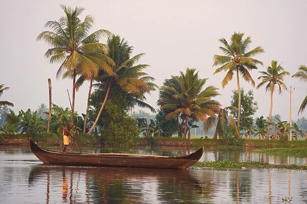 Boat on the backwaters, Allepey, Kerala, India, Asia