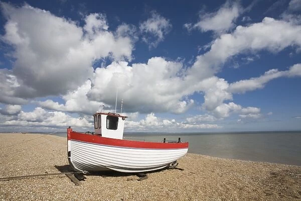 Boat on the beach, Dungeness, Kent, England, United Kingdom, Europe