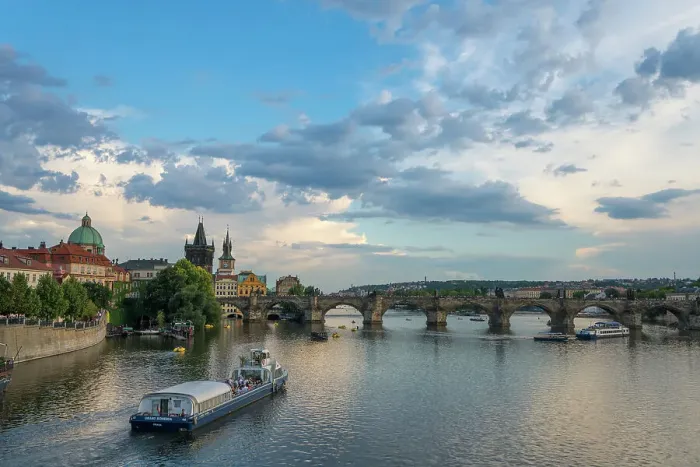 Framed Print : Boat going towards Charles Bridge and Old Town Bridge Tower, UNESCO World Heritage Site, Prague, Bohemia, Czech Republic (Czechia), Europe Framed Print : Boat going towards Charles Bridge and Old Town Bridge Tower, UNESCO World Heritage Site, Prague, Bohemia, Czech Republic (Czechia), Europe