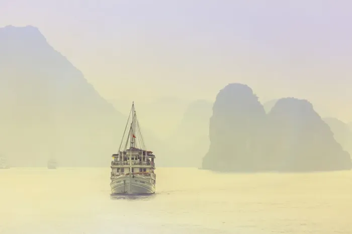 Framed Print : Boat on Halong Bay at sunset, UNESCO World Heritage Site, Vietnam, Indochina, Southeast Asia Framed Print : Boat on Halong Bay at sunset, UNESCO World Heritage Site, Vietnam, Indochina, Southeast Asia