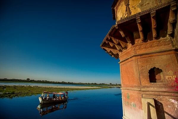 Boat at Holi Festival, Vrindavan, Uttar Pradesh, India, Asia