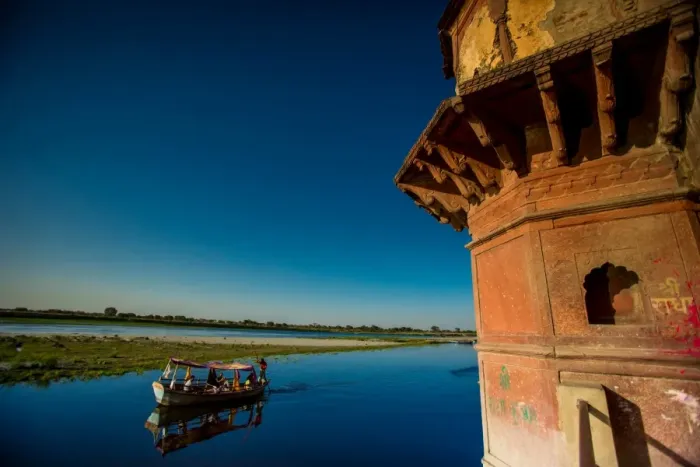 Framed Print : Boat at Holi Festival, Vrindavan, Uttar Pradesh, India, Asia Framed Print : Boat at Holi Festival, Vrindavan, Uttar Pradesh, India, Asia