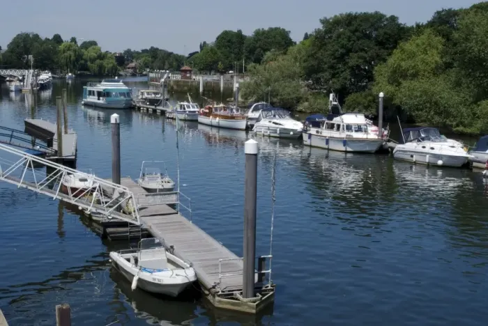 Framed Print : The boat marina on the Thames at Teddington, near Richmond, Surrey, England Framed Print : The boat marina on the Thames at Teddington, near Richmond, Surrey, England