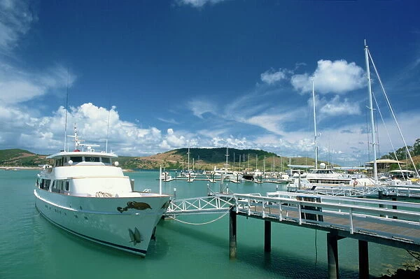 Boat moored in Hamilton harbour, Whitsundays, off the Great Barrier reef