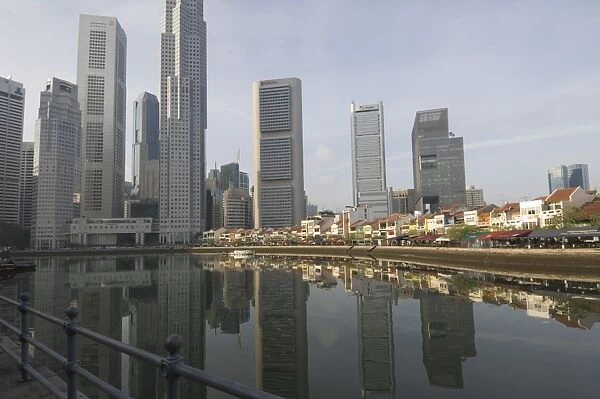 Boat Quay and the Singapore River with the Financial District behind