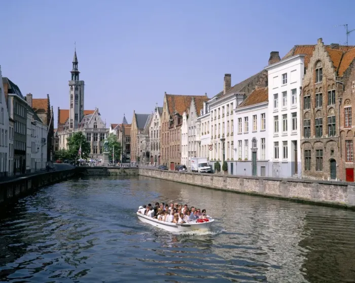 Framed Print : Boat trips along the canals, Bruges (Brugge), UNESCO World Heritage Site, Belgium, Europe