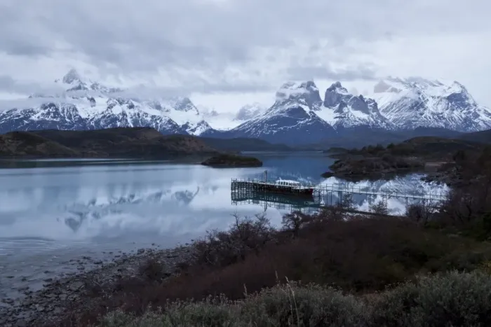 Framed Print : Boatdock, reflections in Lago Pehoe, Torres del Paine National Park, Patagonia, Chile, South America Framed Print : Boatdock, reflections in Lago Pehoe, Torres del Paine National Park, Patagonia, Chile, South America