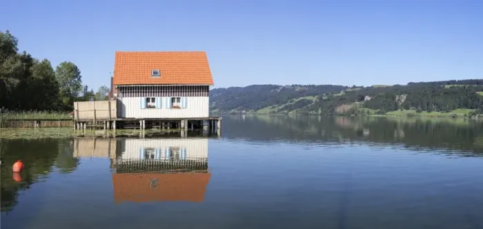 Framed Print : Boathouse at Alpsee Lake, Immenstadt, Allgau, Bavaria, Germany, Europe Framed Print : Boathouse at Alpsee Lake, Immenstadt, Allgau, Bavaria, Germany, Europe