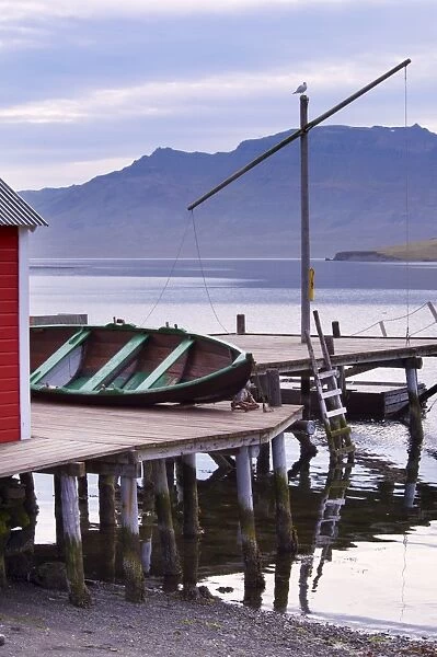 Boats in Eskifjordur village, Eskifjordur fjord, East Fjords region (Austurland)