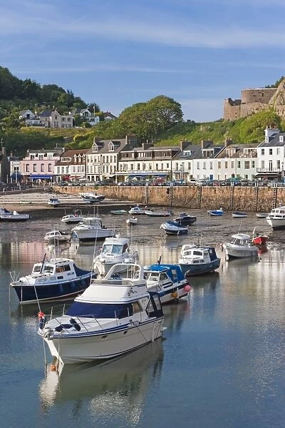 Boats in Gorey harbour, Jersey, Channel Islands, United Kingdom, Europe