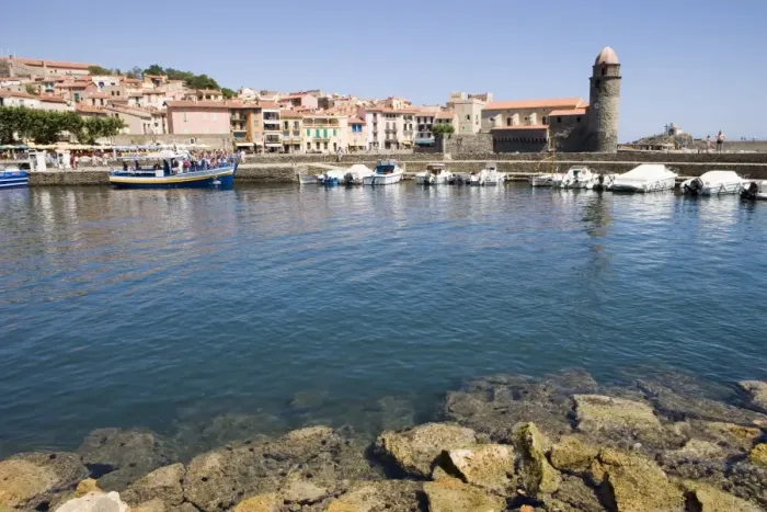 Framed Print : Boats in harbour, Chateau Royal, Eglise Notre-Dame-des-Anges, Collioure Framed Print : Boats in harbour, Chateau Royal, Eglise Notre-Dame-des-Anges, Collioure