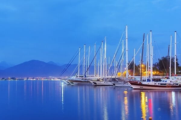 Boats in harbour, Fethiye, The Aegean Turquoise coast, Mediterranean region, Anatolia