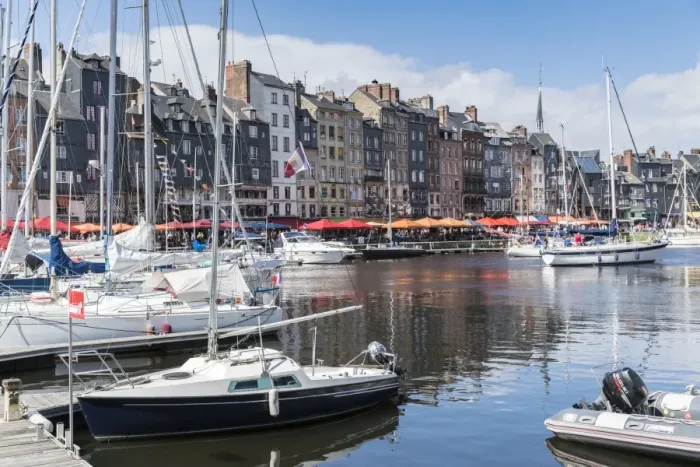 Framed Print : Boats in the harbour, Honfleur, Normandy, France, Europe Framed Print : Boats in the harbour, Honfleur, Normandy, France, Europe