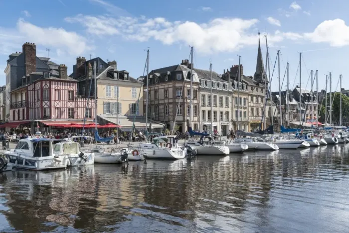 Framed Print : Boats in the harbour, Honfleur, Normandy, France, Europe