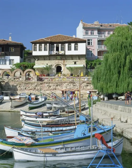 Framed Print : Boats in the harbour at Nessebur in Bulgaria, Europe Framed Print : Boats in the harbour at Nessebur in Bulgaria, Europe