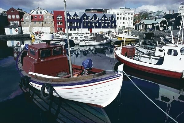 Boats in harbour, Torshavn (Thorshavn), Stremoy, Faeroe Islands, Denmark