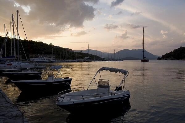 Boats in harbour, Vathi, Meganisi, Ionian Islands, Greek Islands, Greece, Europe