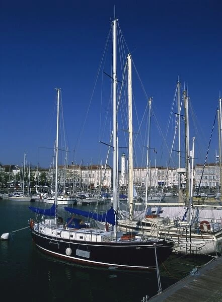 Boats in harbour in the Vieux Port, at La Rochelle in Charente-Maritime